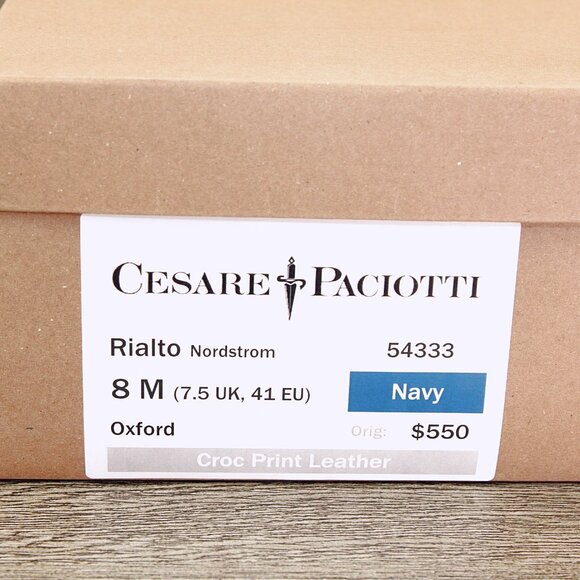$550 Nordstrom CESARE PACIOTTI Oxford US 8 M Navy Croc Print * add $15 Trees main image 9